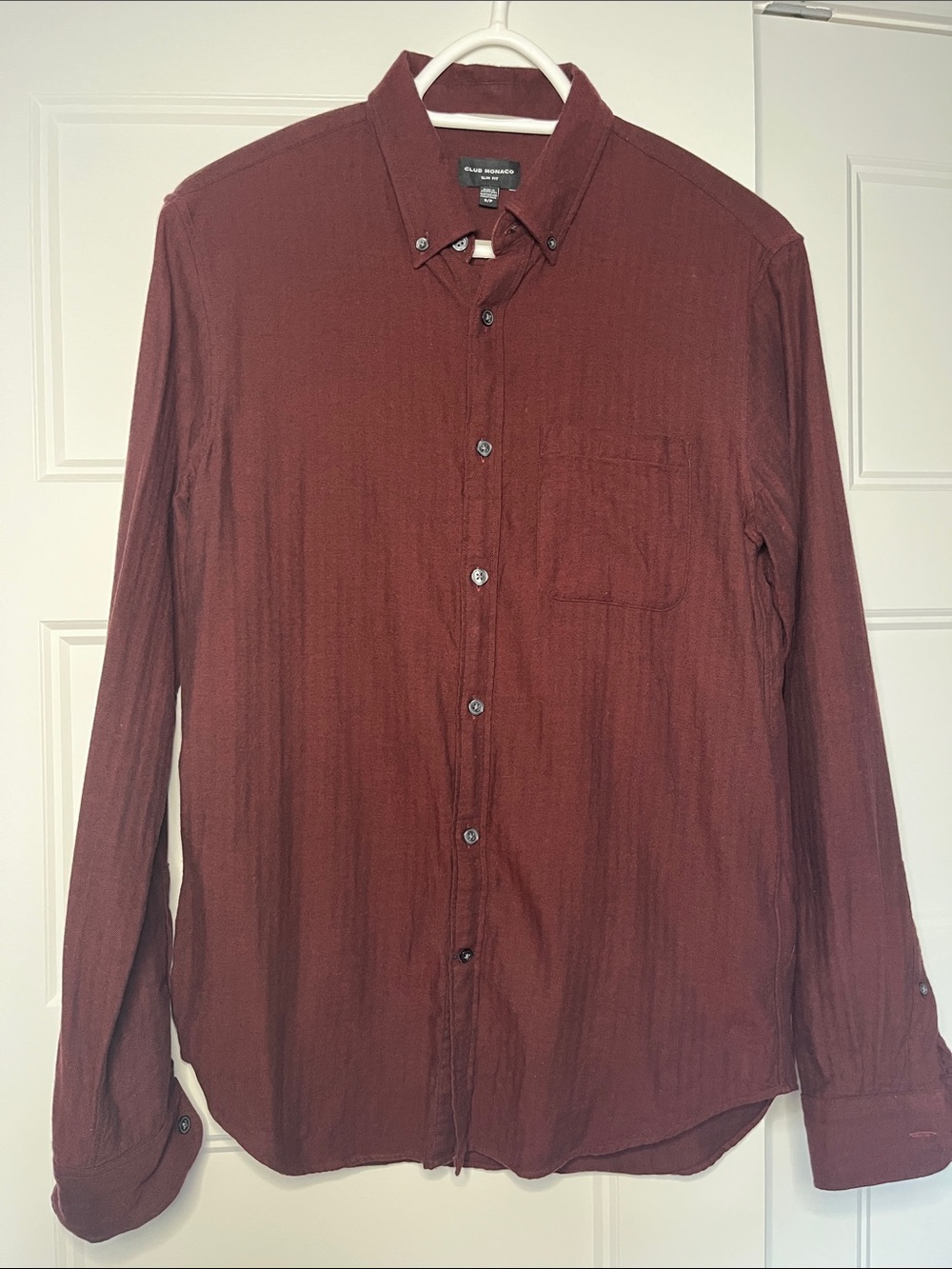 Club Monaco Men's Button-Down Shirt - Burgundy Wine